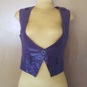 Purple leather look vest